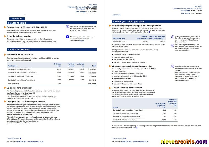 United Kingdom Standard Life utility bill 7 pages 3 4